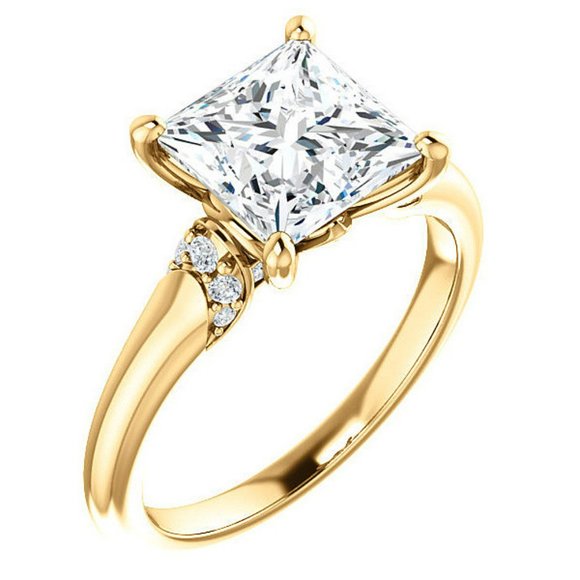 3.0Carat -8.0mm Princess Moissanite Accented Engagement Ring - Picture 14 of 15